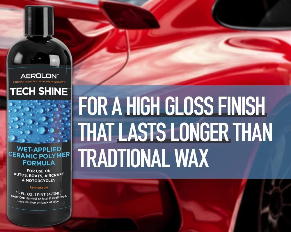 Aerolon Tech Shine on glass and chrome demonstrating streak-free protection