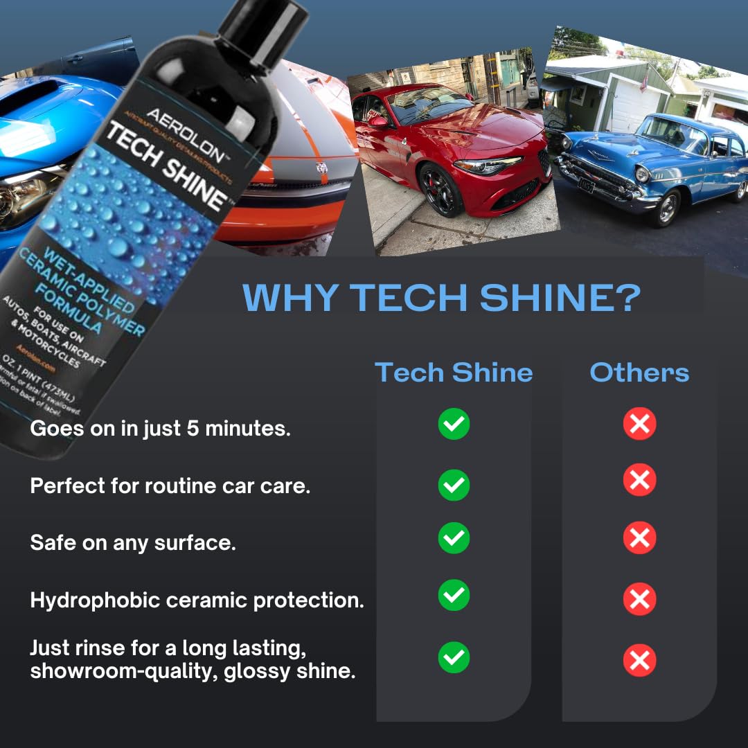 Aerolon Tech Shine applied to painted panel wet to demonstrate simple use