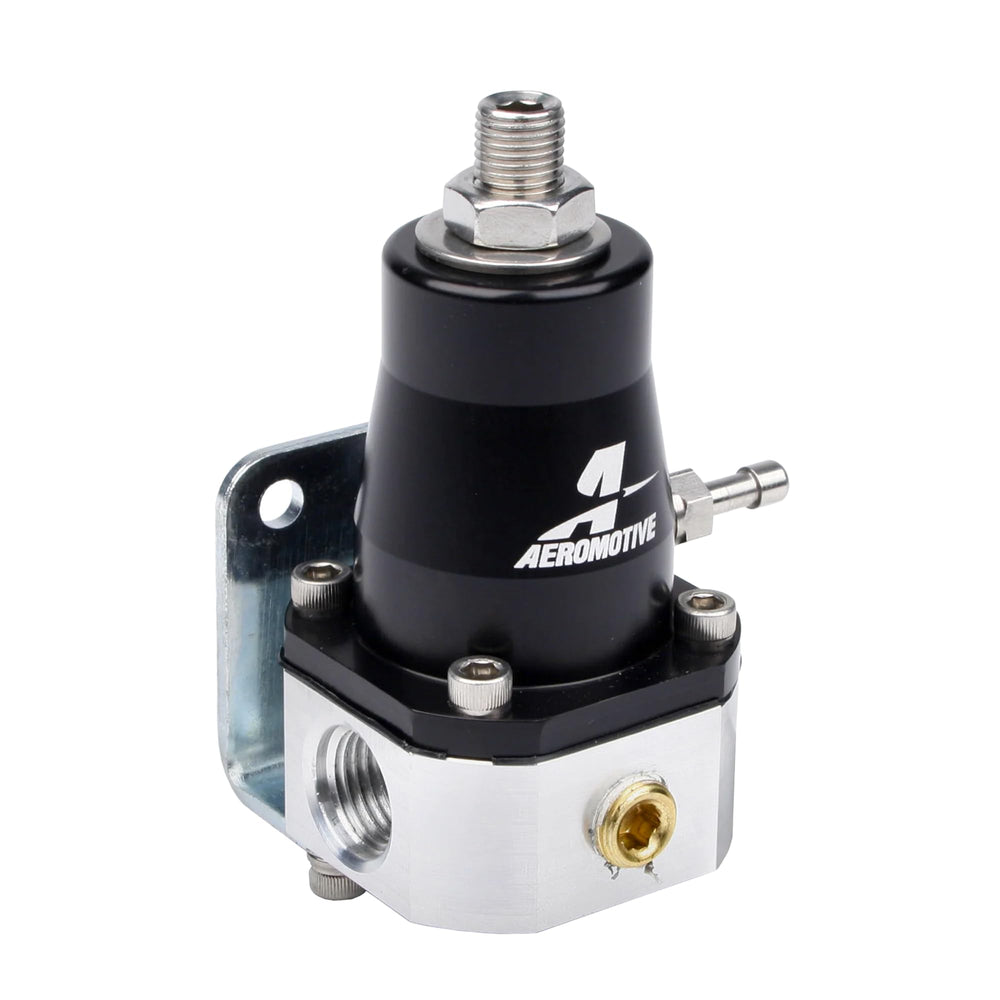 Aeromotive regulator front view showing compact body and easy mounting benefit