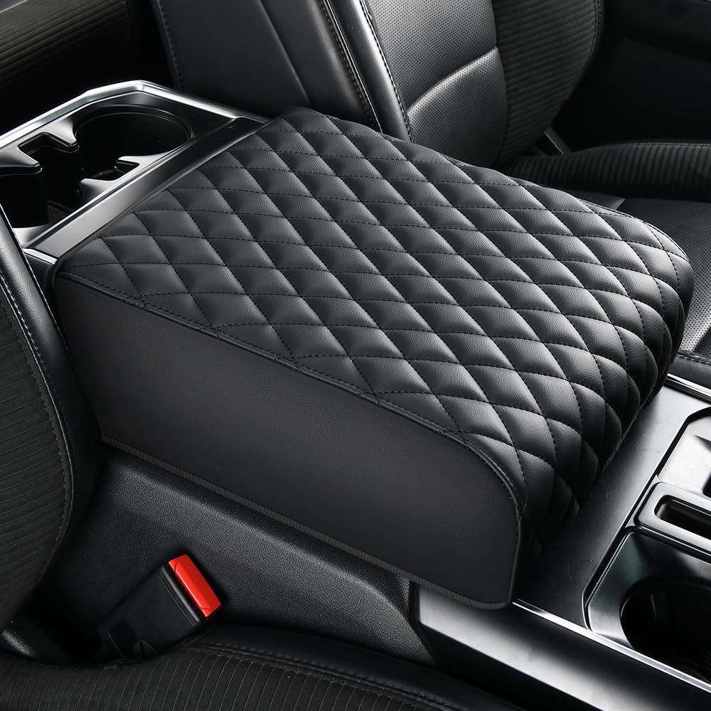 Aerovia front-facing console cover fitted on F-150, protects armrest