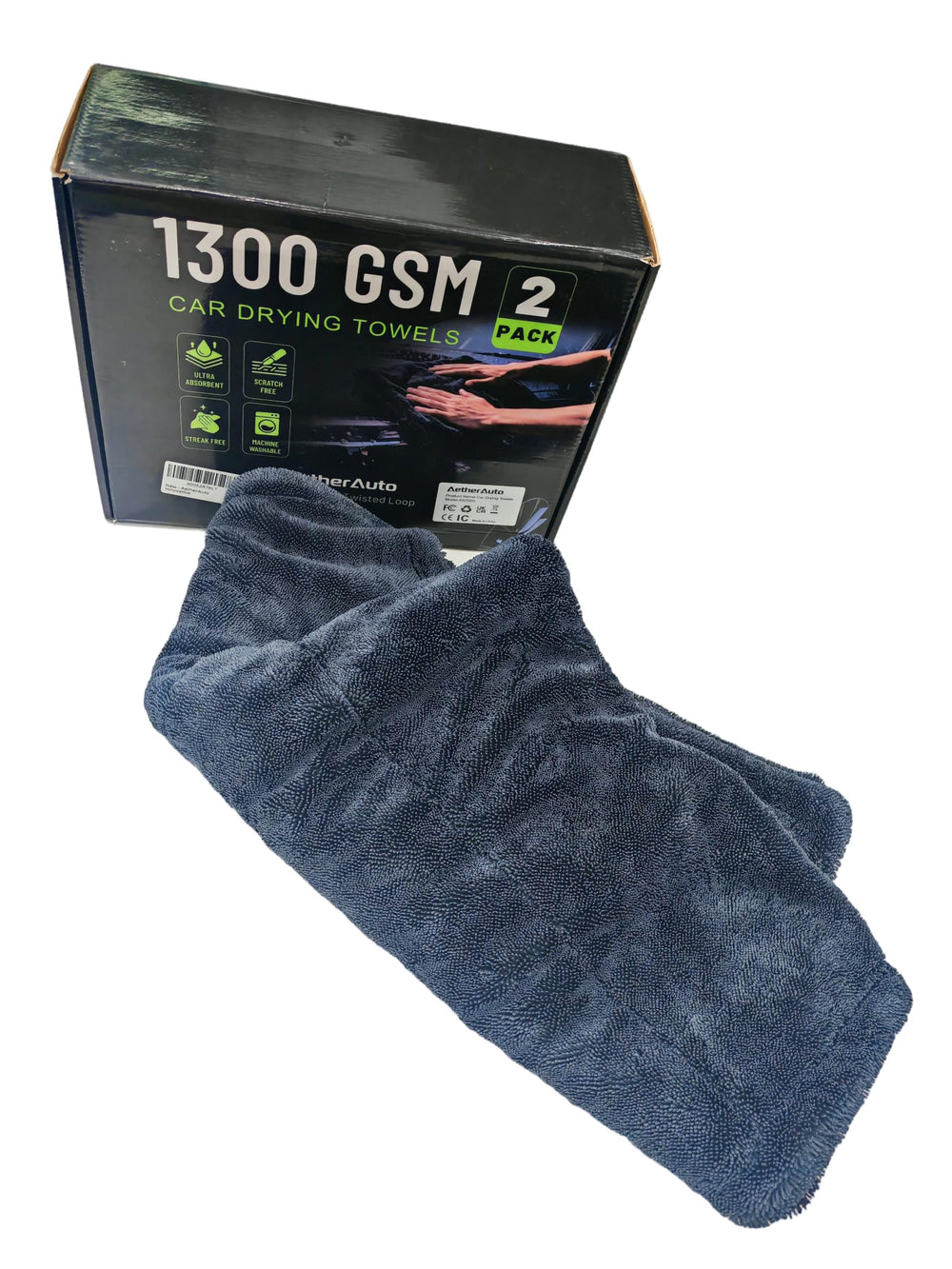 AetherAuto towel front view showing plush texture and fast drying benefit