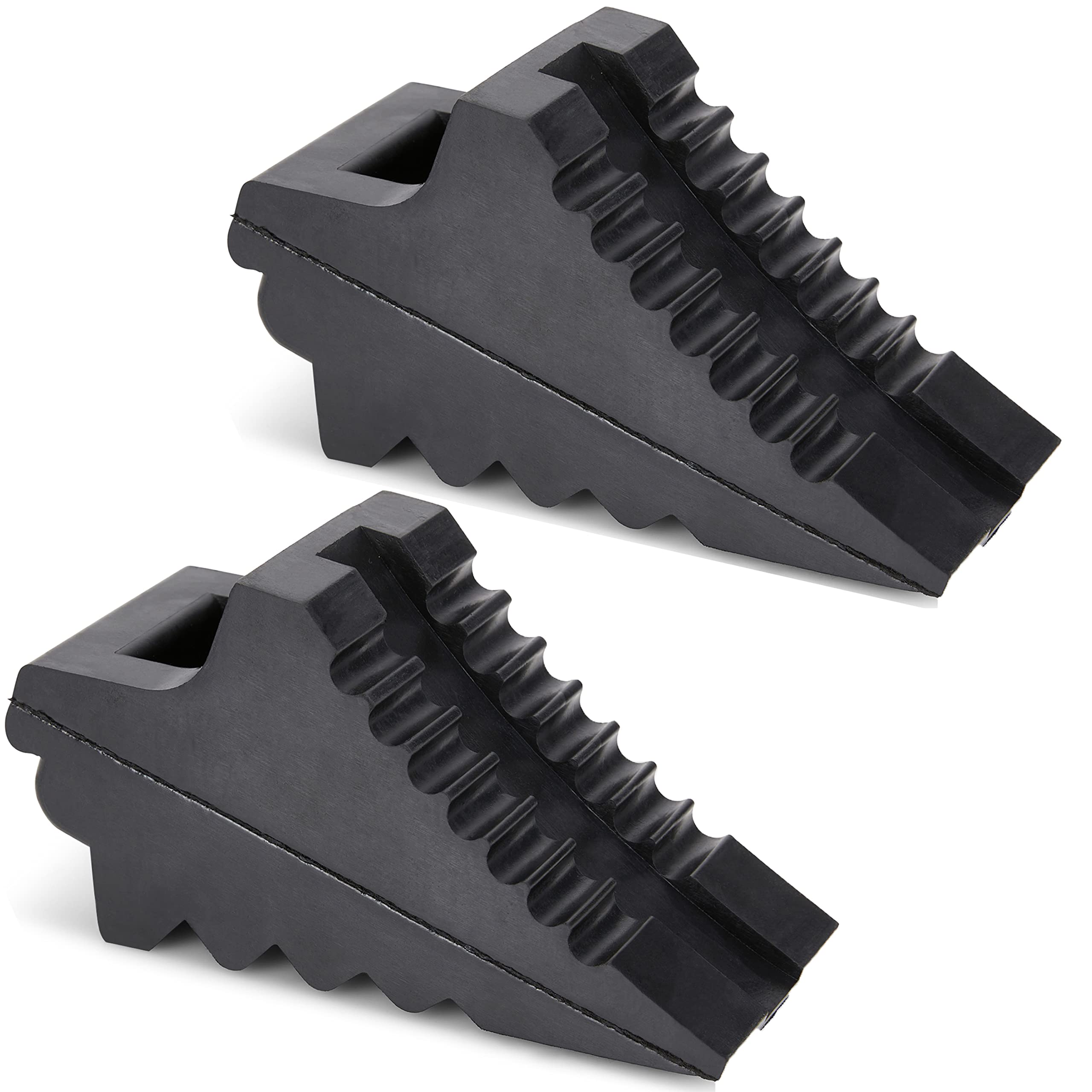 AFA Tooling front view of two chocks showing shape and stability benefit