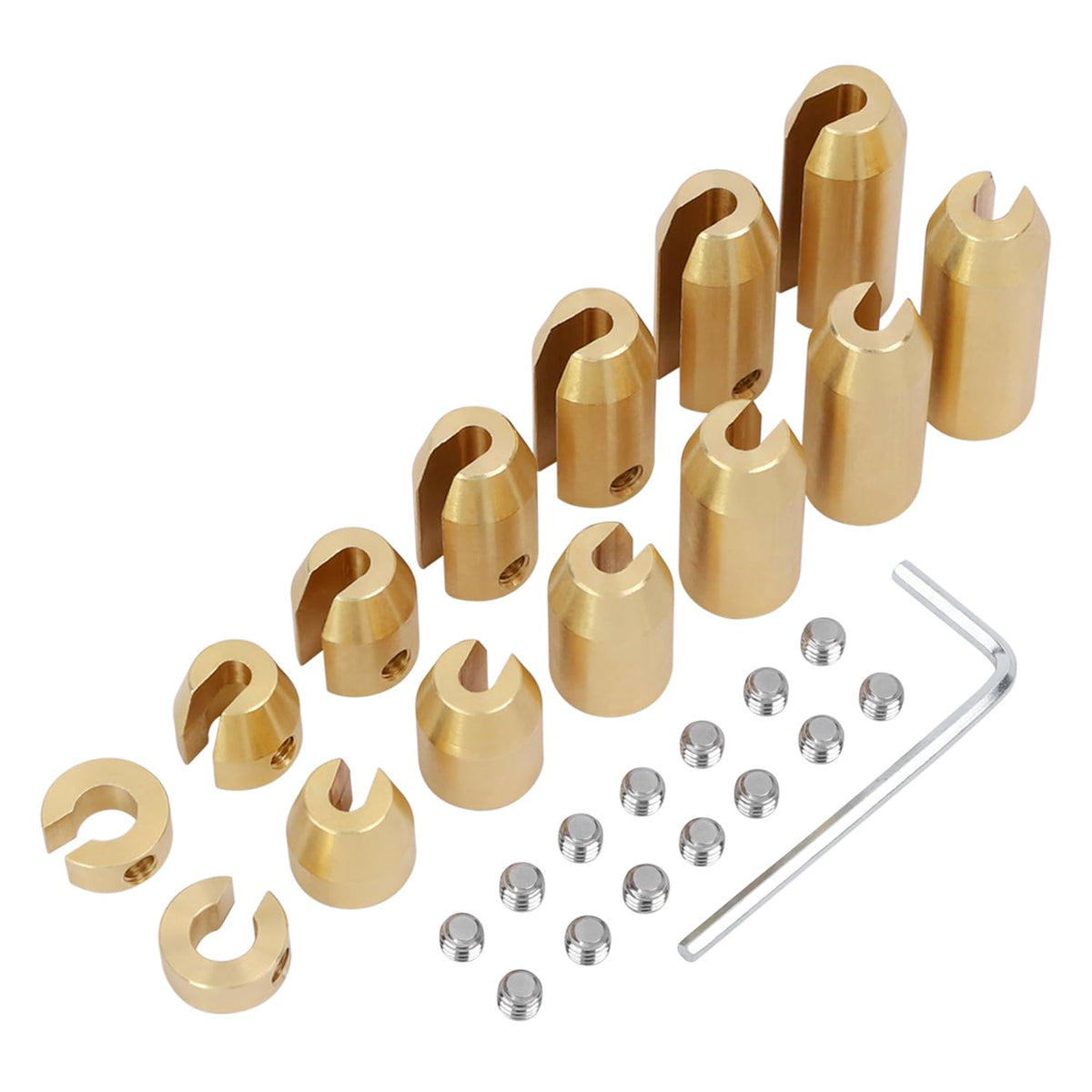 AFEISOL front package showing 14 brass spoke weights and Allen wrench for quick balance