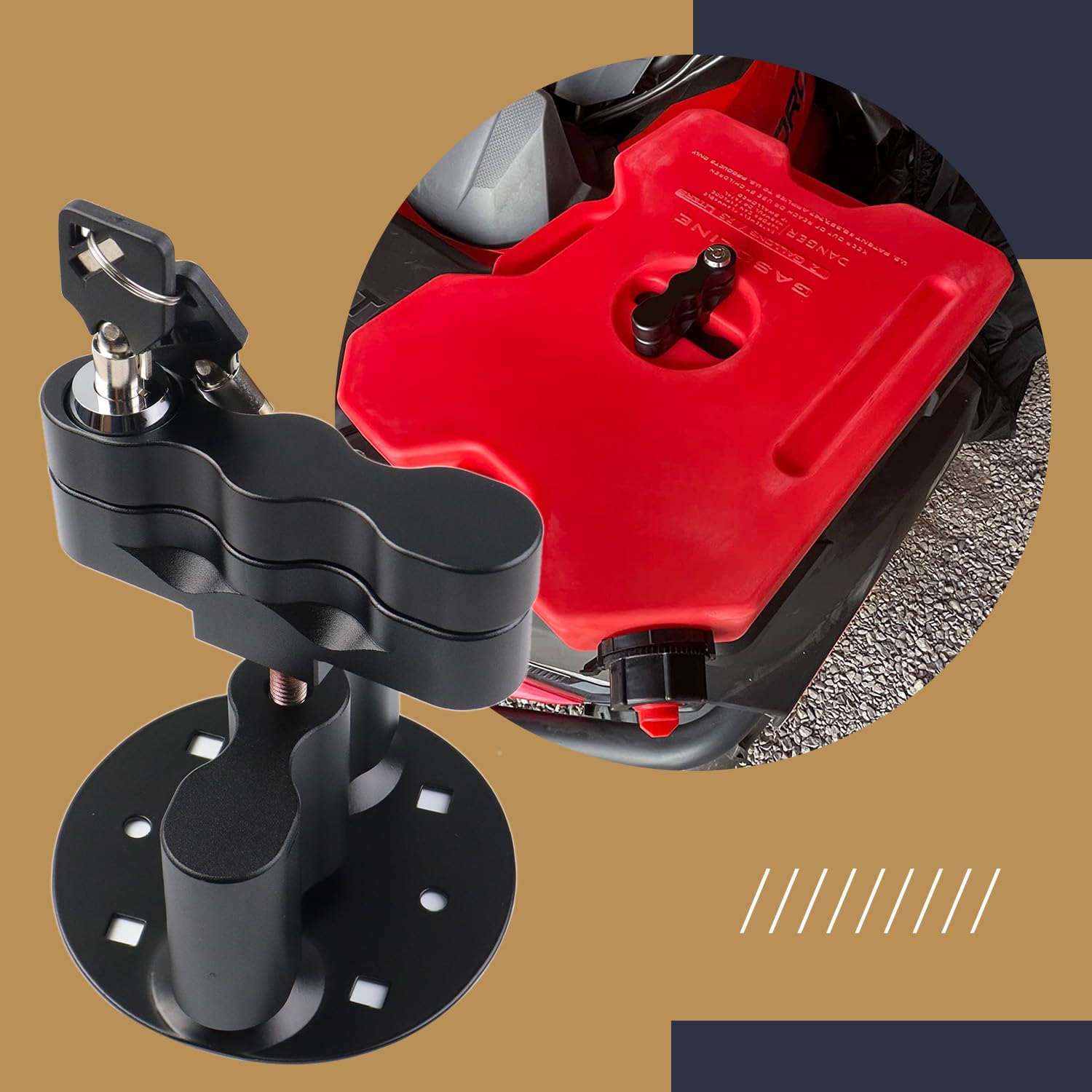 AFEISOL RX-LOX-PM mounted on motorcycle rack, illustrates stable attachment