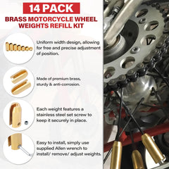 AFEISOL stacked weights mounted on a spoke demonstrating adjustable balancing options