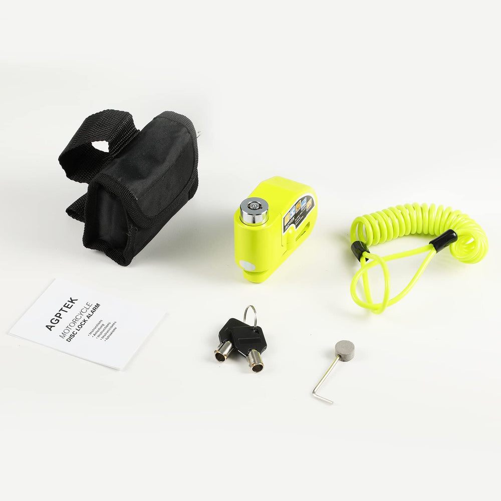 AGPTEK lock on parked bike in urban setting conveying visible protection