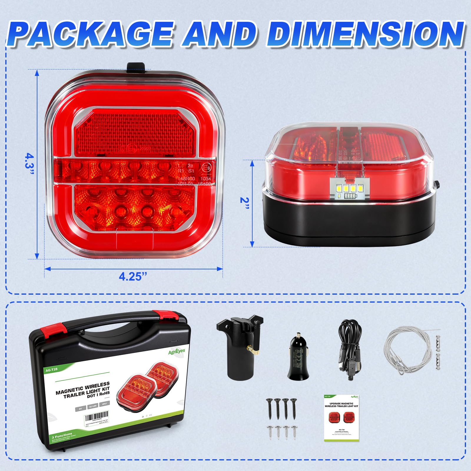 Agrieyes light beside a hand for scale illustrating compact size and portable convenience benefit