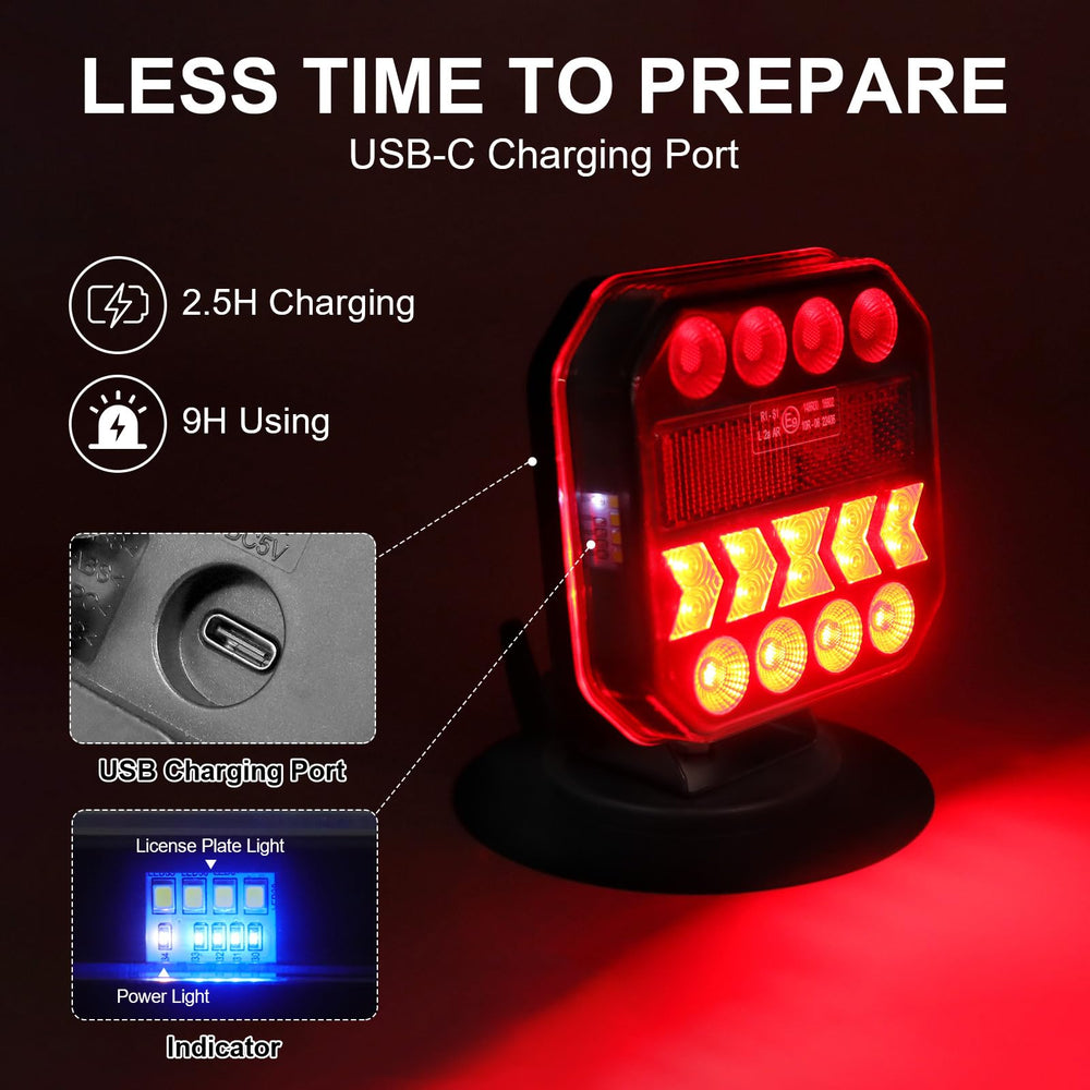 Agrieyes T312 mounted on trailer at night providing bright signaling