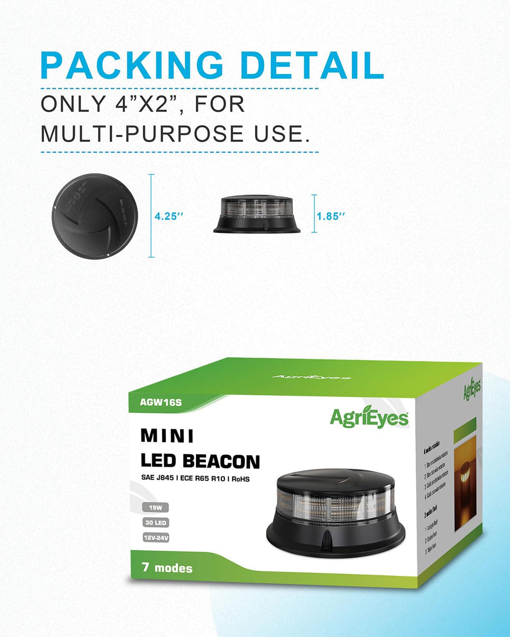 Agrieyes W16S next to a ruler showing compact size and easy fit