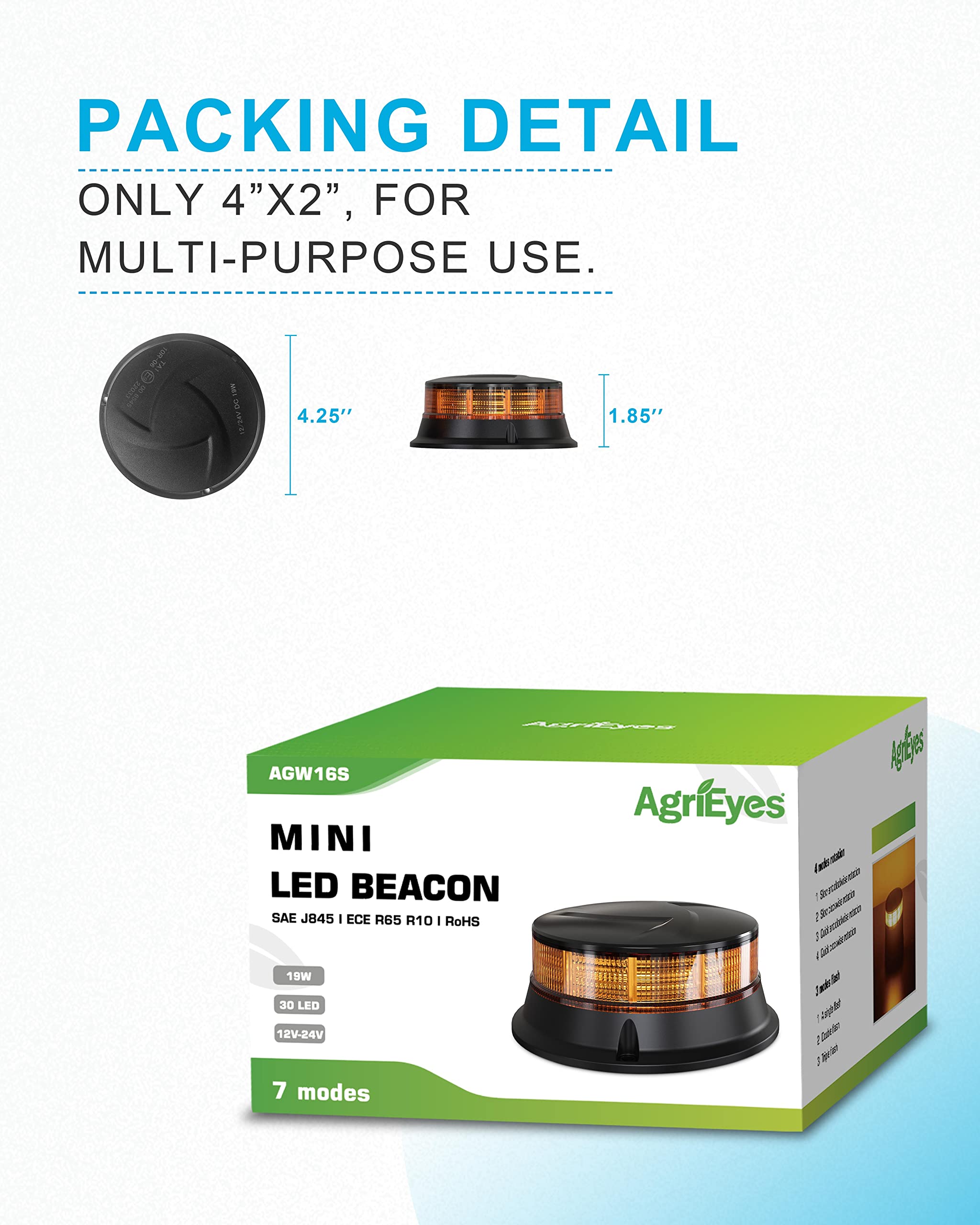 Agrieyes W16S wiring and base displaying 12–24V compatibility and fit