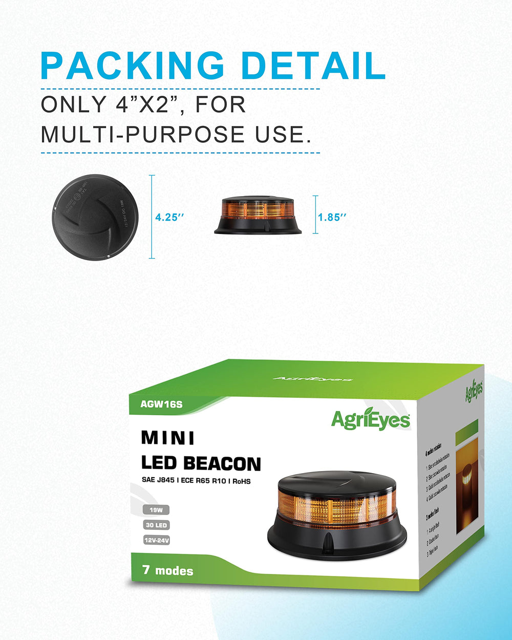 Agrieyes W16S wiring and base displaying 12–24V compatibility and fit