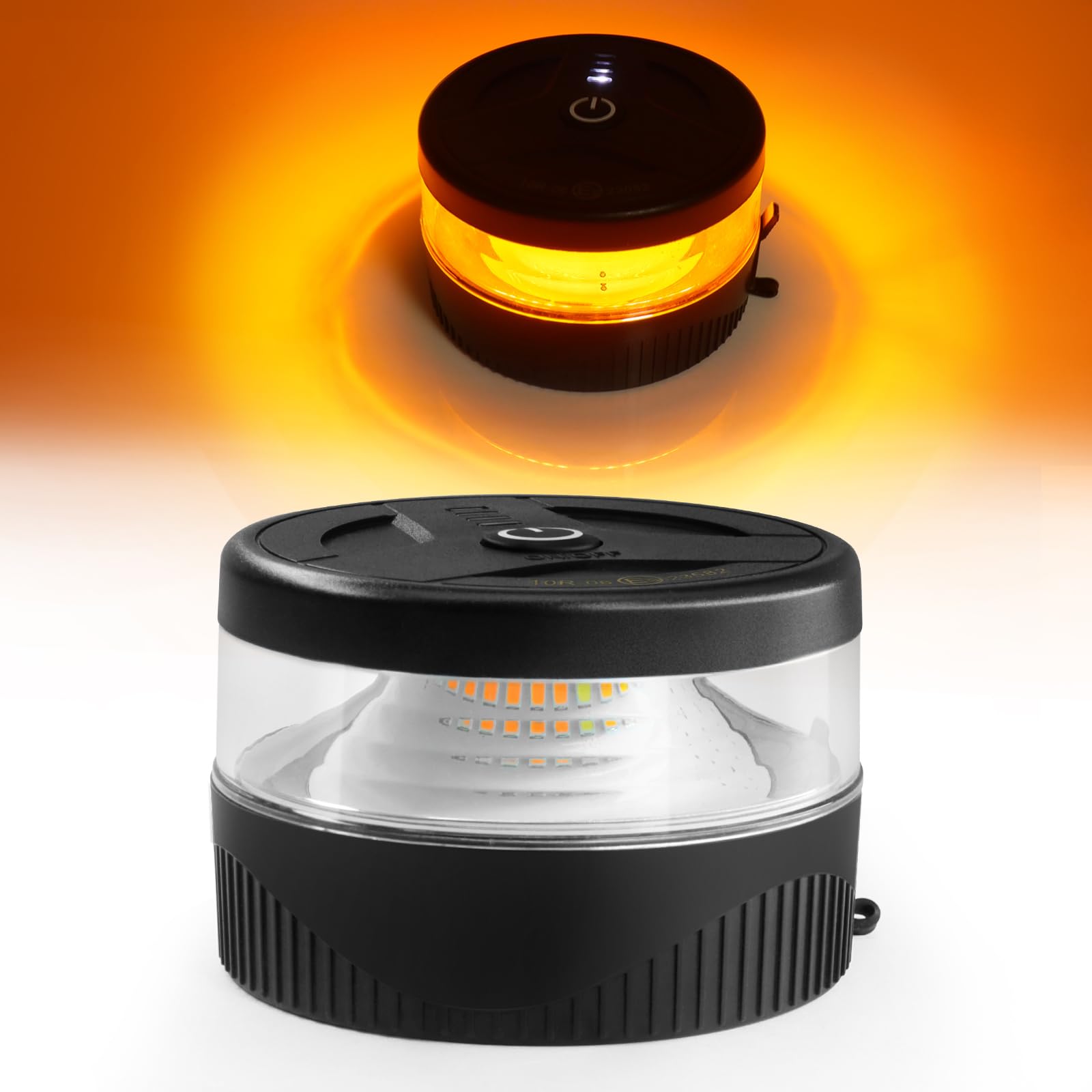 Agrieyes beacon front view showing compact design and amber light benefit