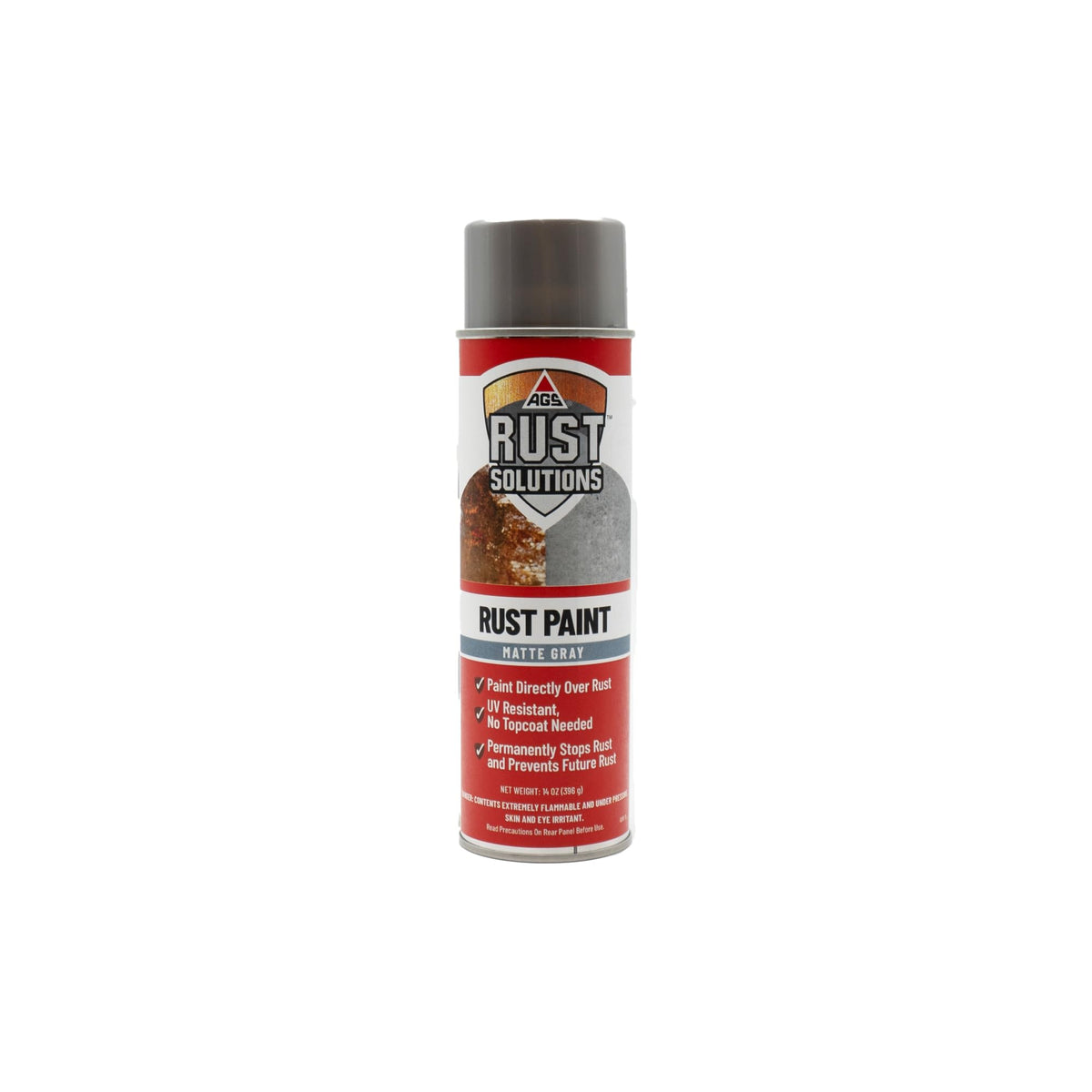 AGS RUST SOLUTIONS front can view showing matte grey finish and easy application benefit