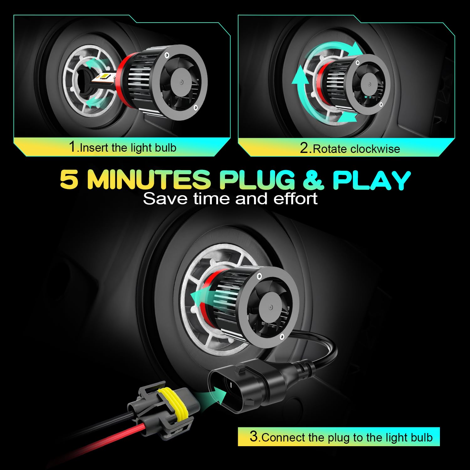 AHXLRLS installed in a headlight housing demonstrating plug-and-play fit
