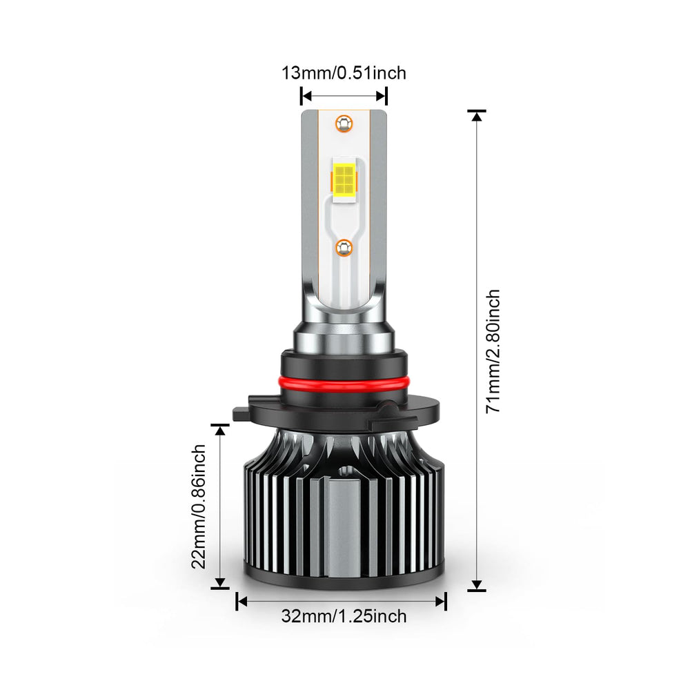 AHXLRLS next to halogen bulb showing compact size and fit advantage