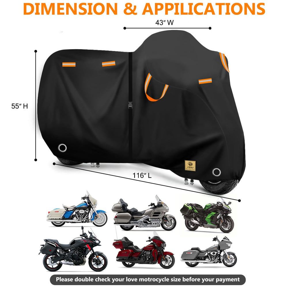 Aibiley size-scale with large cruiser bike demonstrating full coverage fit
