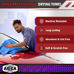 AIDEA towel drying a car hood quickly and leaving no streaks