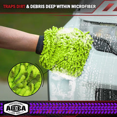 AIDEA wet soapy mitt on car door showing effective cleaning