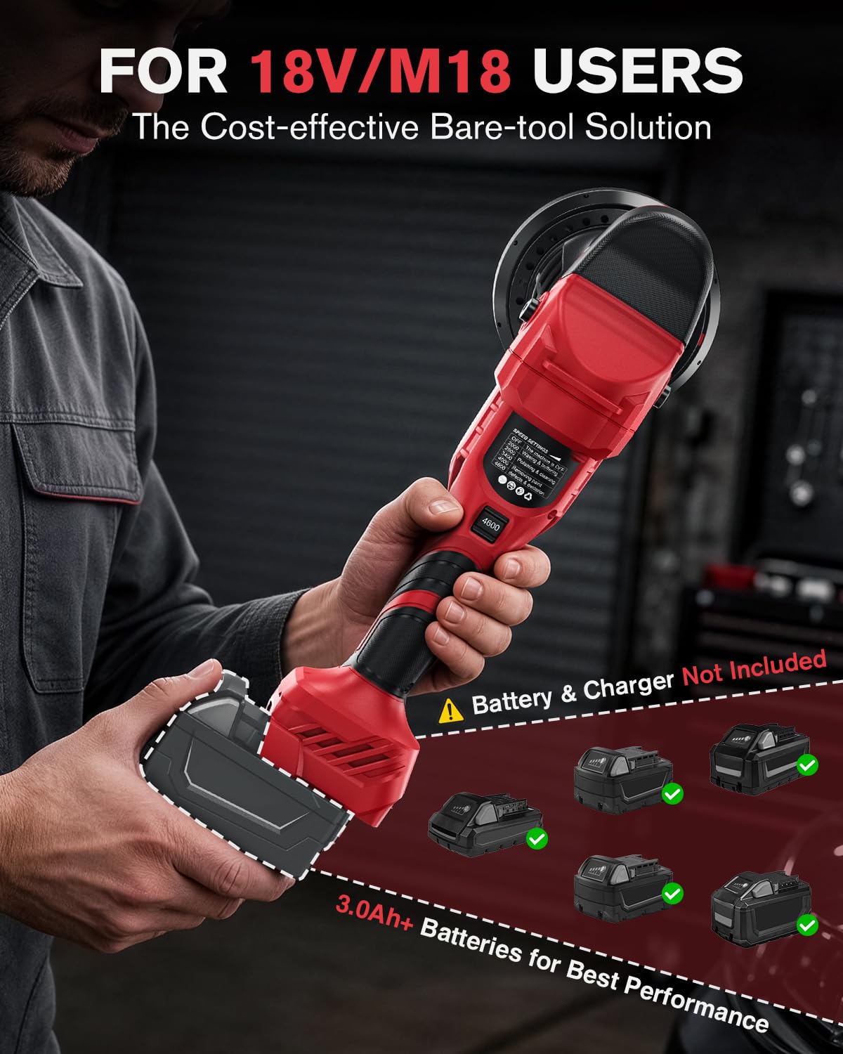 AIDERAR side handle detail illustrating secure grip and reduced arm fatigue benefit