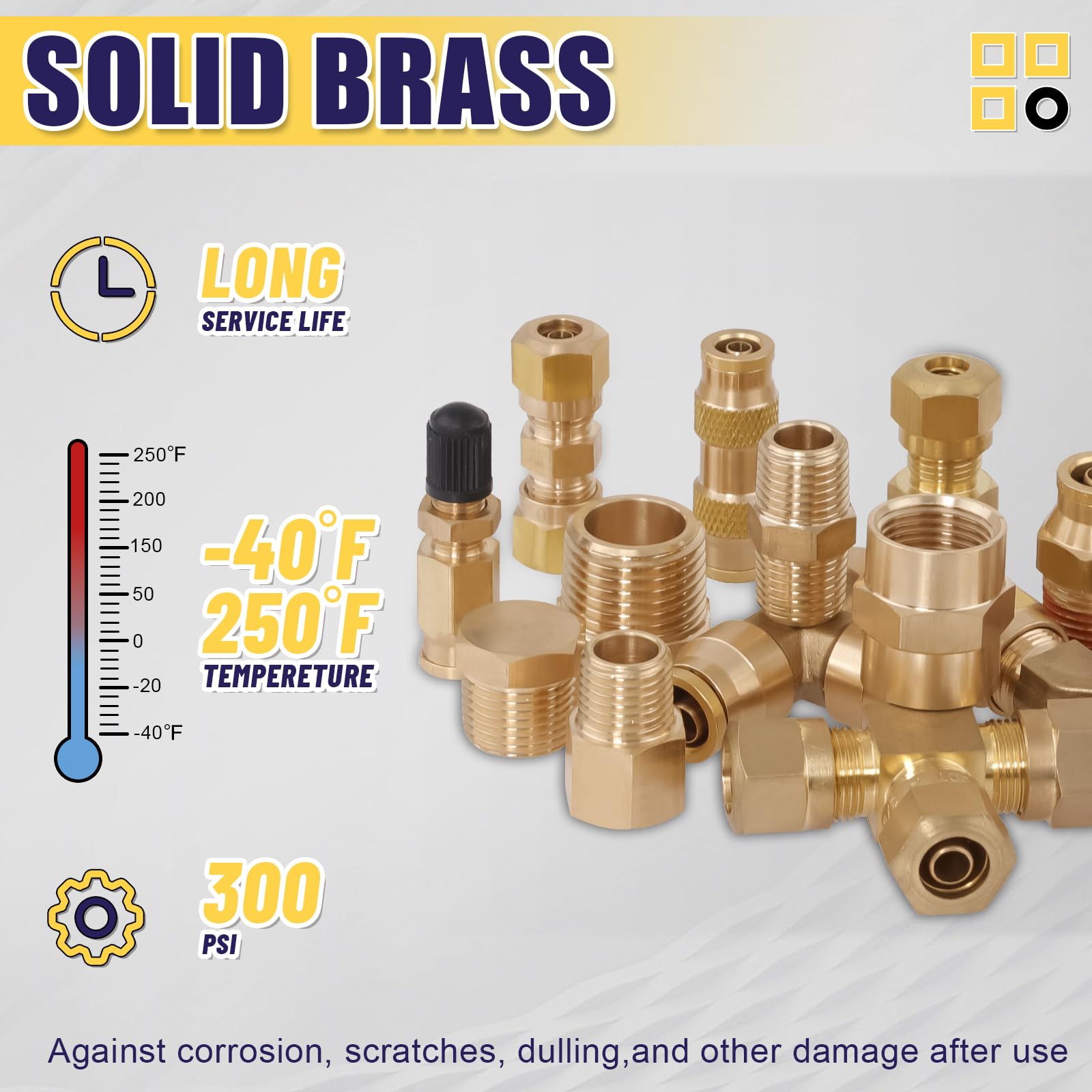 close-up of Ailbiuko brass fitting detail demonstrating corrosion-resistant finish