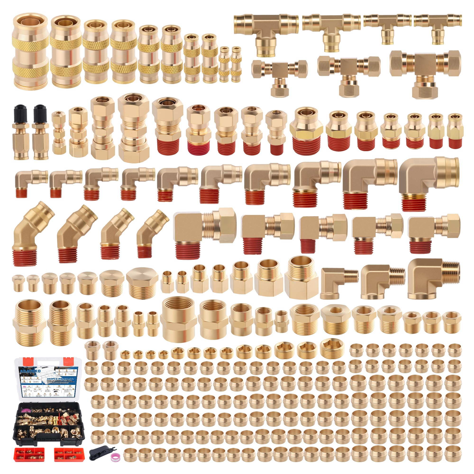 Ailbiuko front packaging view showing full 250-piece kit and components advantage
