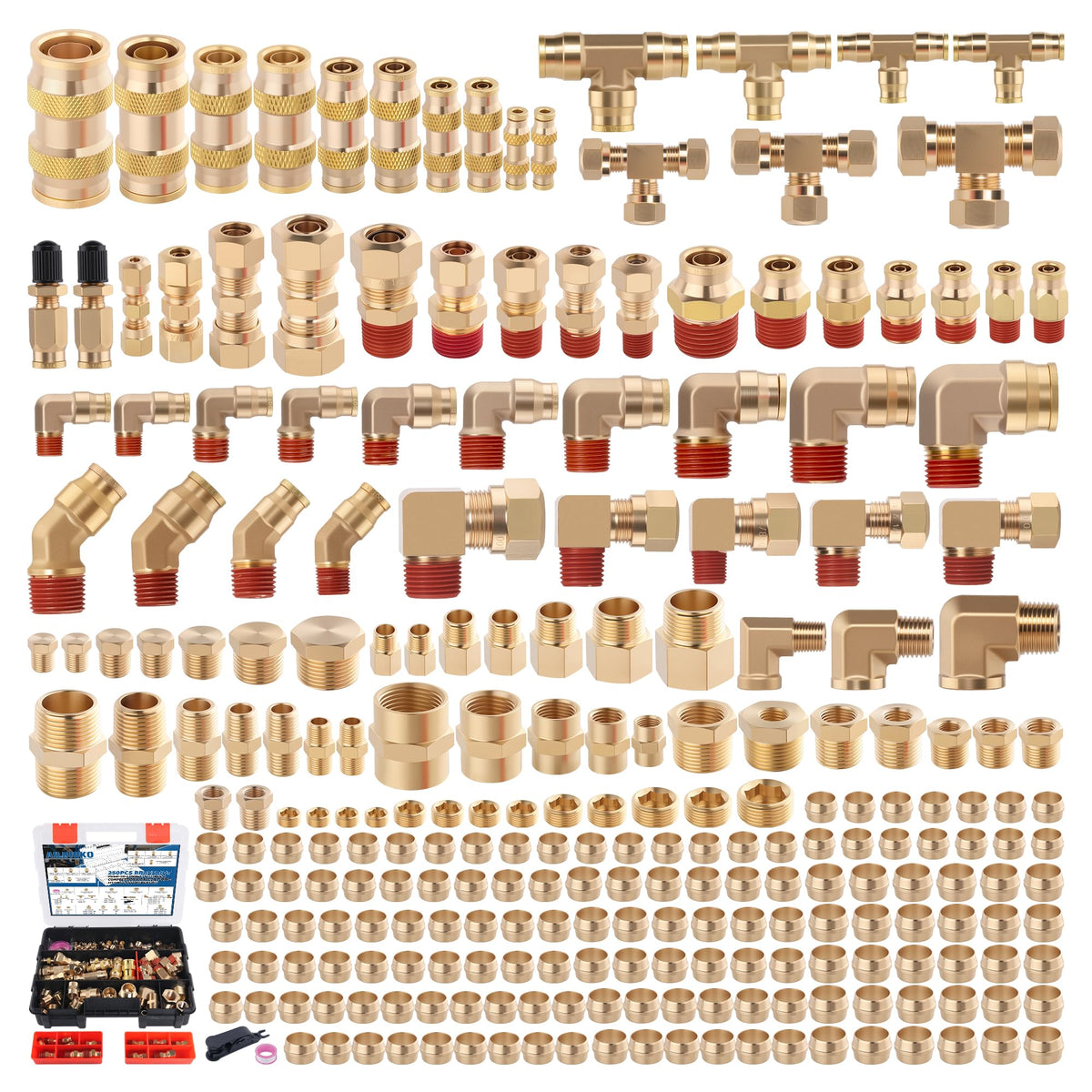 Ailbiuko front packaging view showing full 250-piece kit and components advantage
