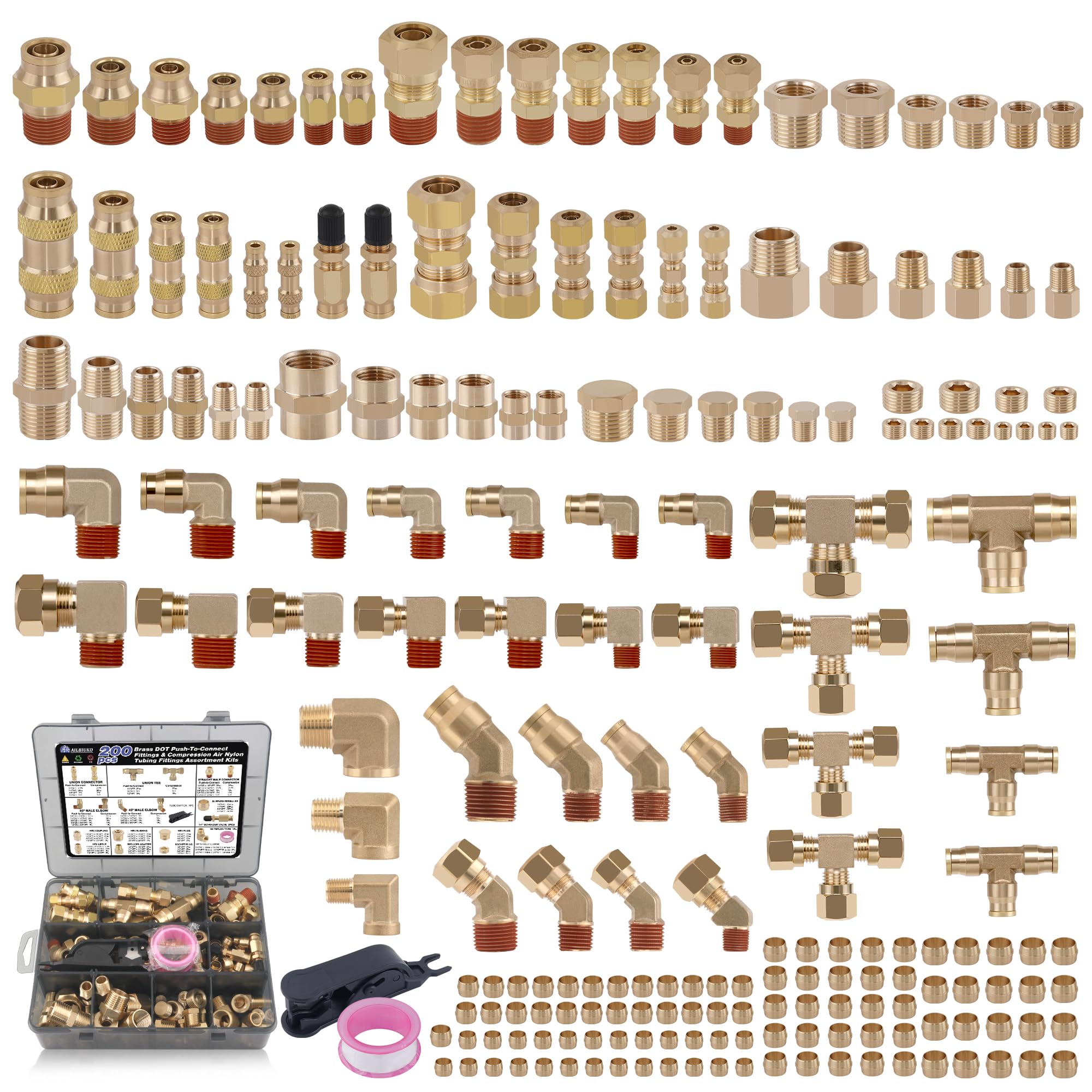 Ailbiuko full kit layout showing organized fittings and tools for quick selection