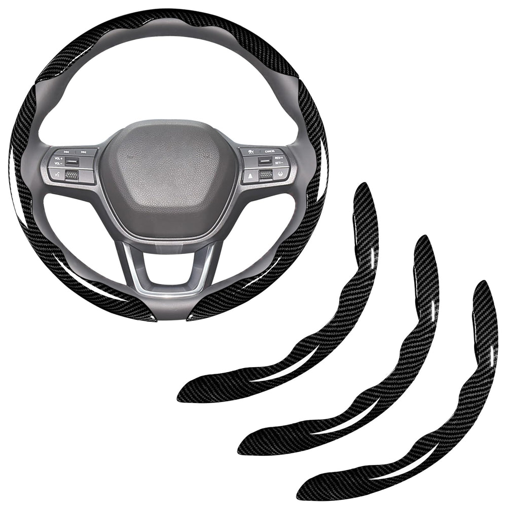 Aimato front packaging showing black carbon fiber cover and quick-clip design benefit