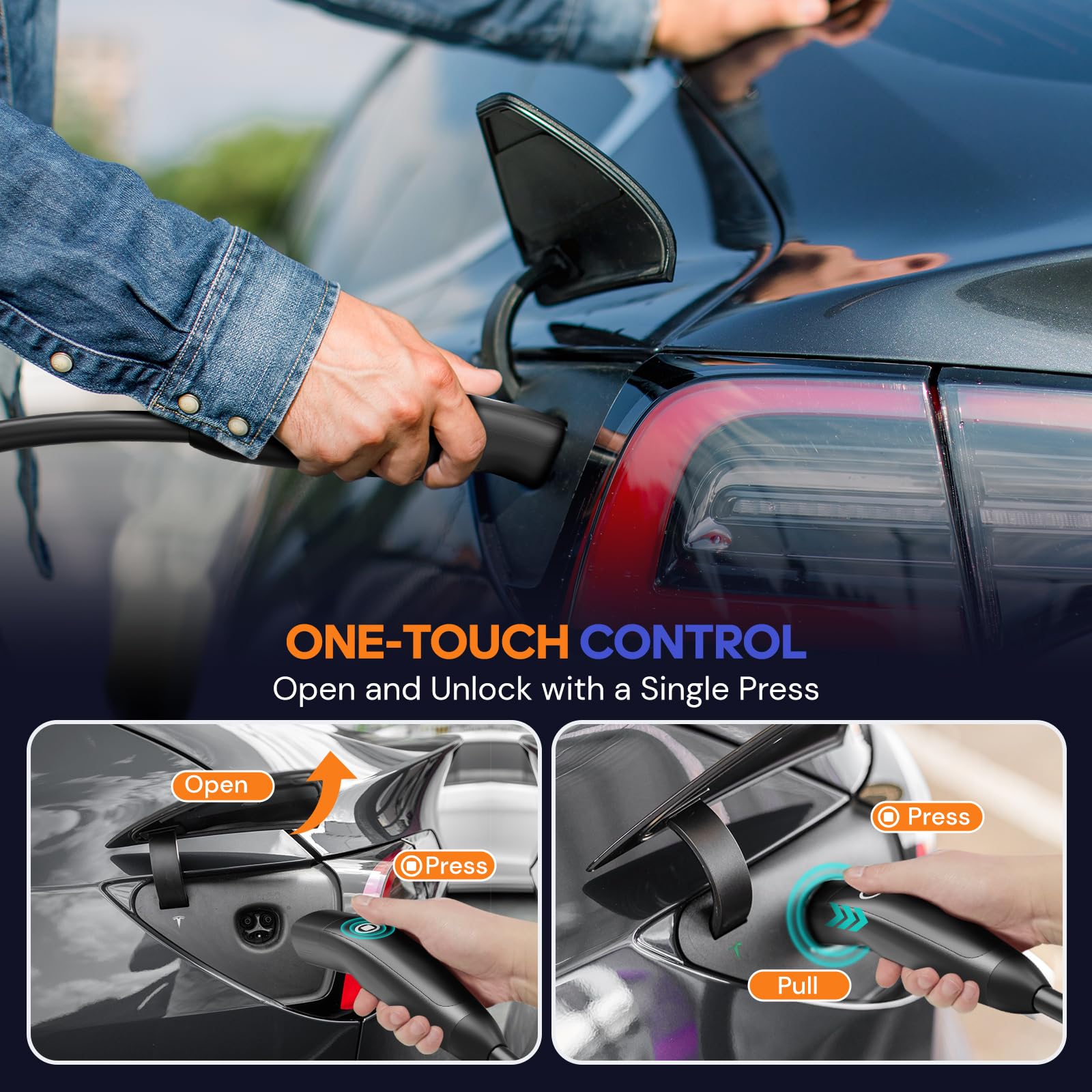 AIMILER touchscreen display active shows amperage and timer controls