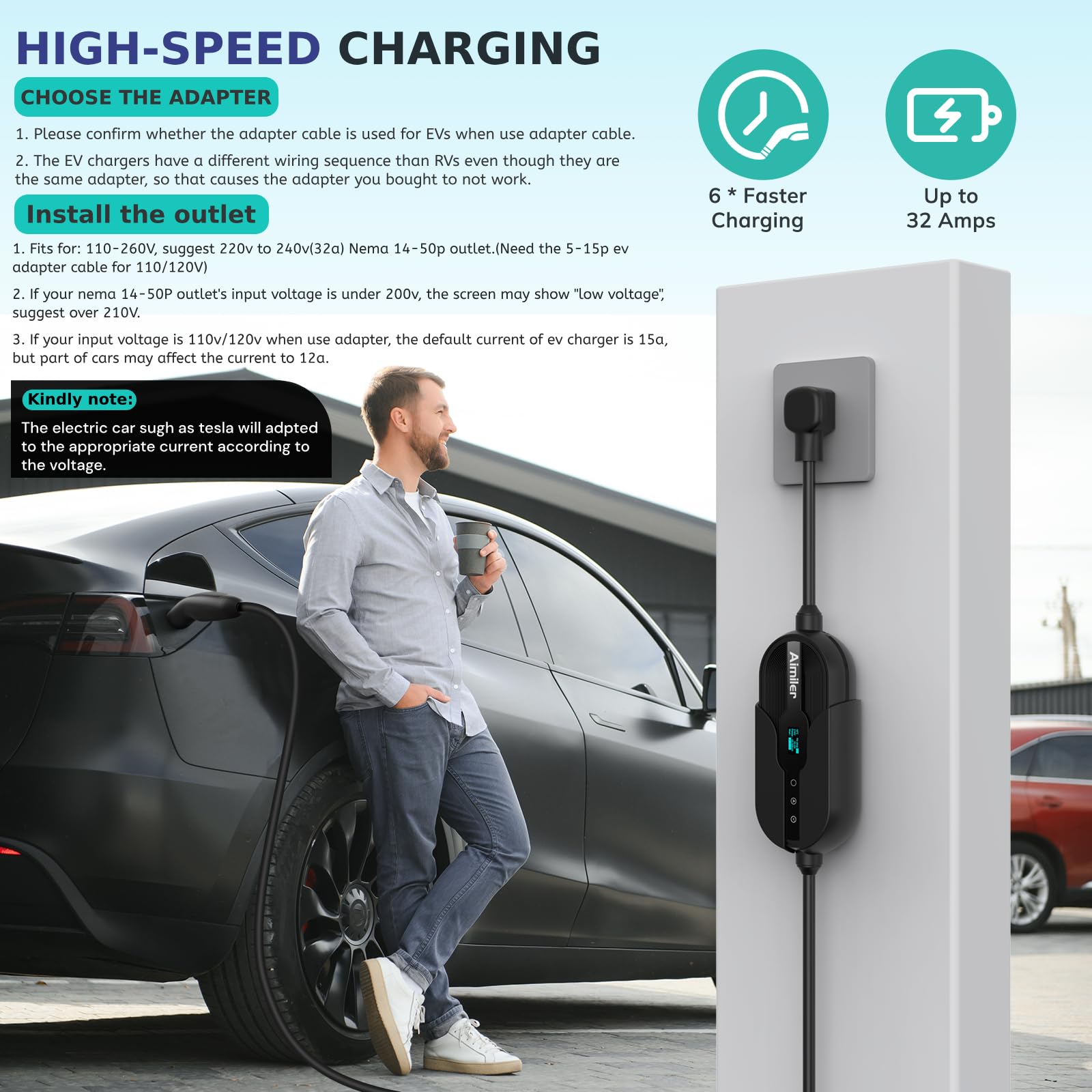 AIMILER mounted in garage sturdy setup for daily home charging