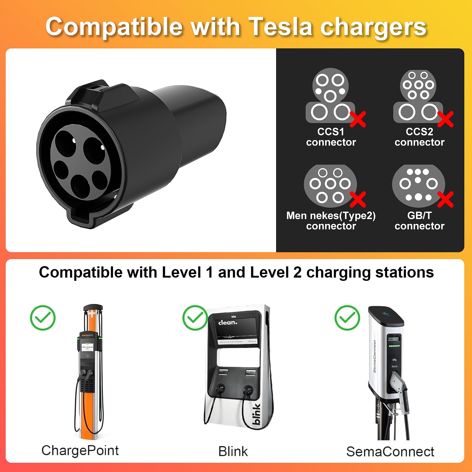 Aipechy adapter locked on Tesla port providing stable charging connection