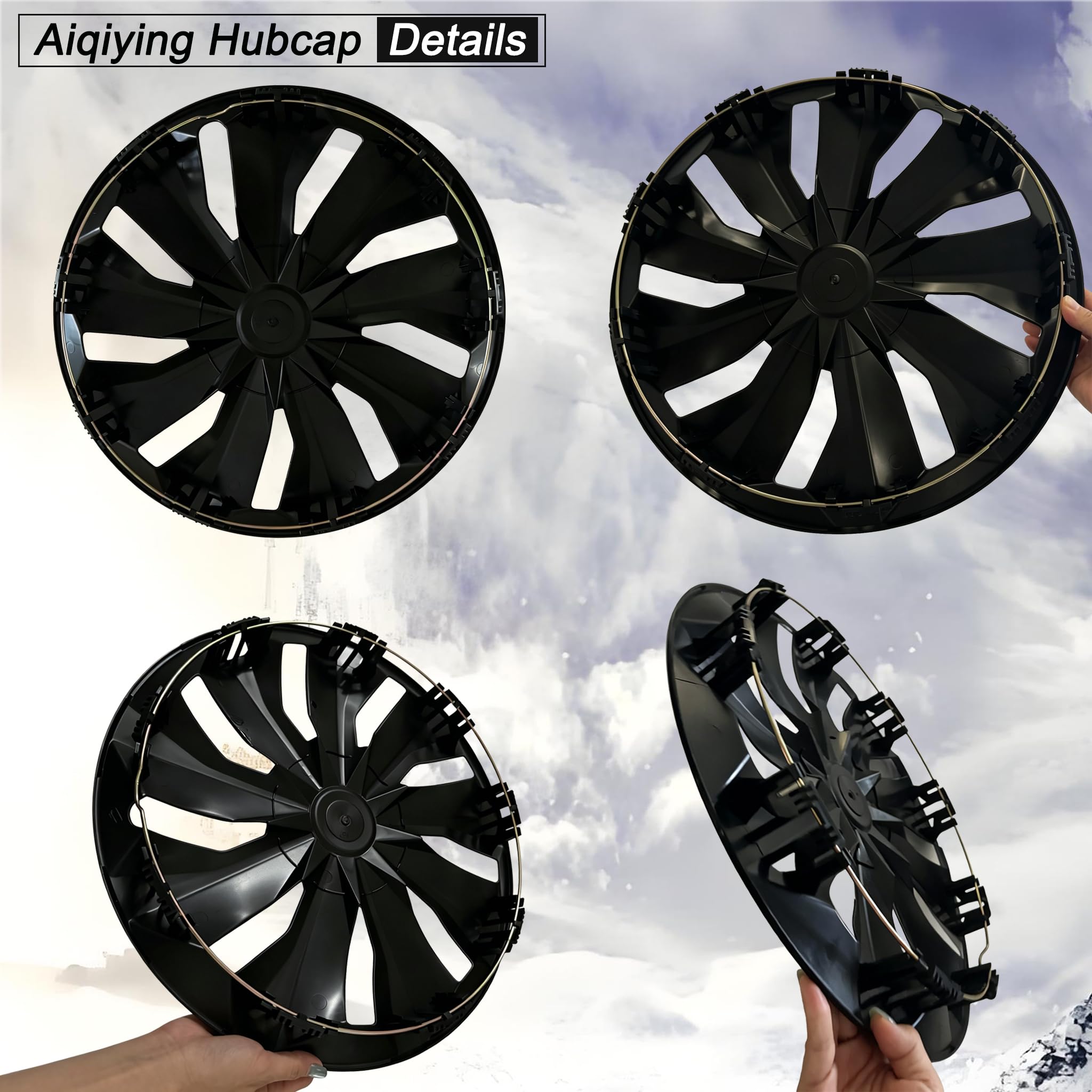 Aiqiying hubcap being rinsed with water to show easy cleaning and low maintenance