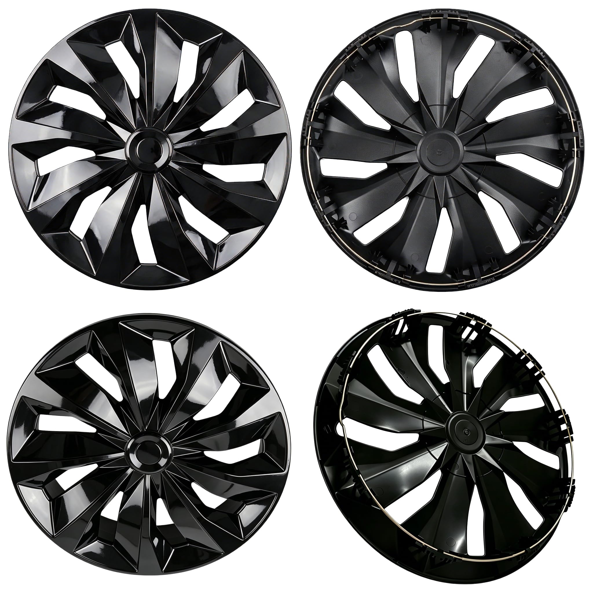 Aiqiying front view of 16-inch hubcap showing glossy finish and design benefit