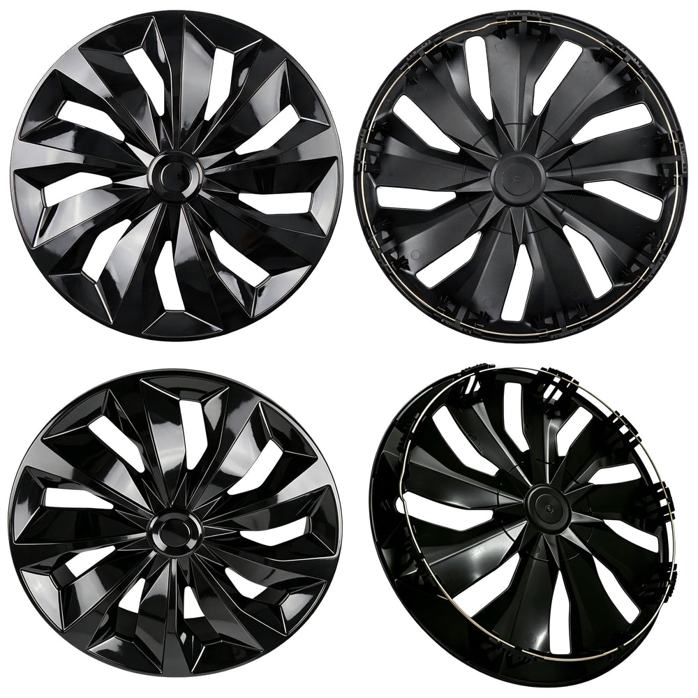 Aiqiying front view of 16-inch hubcap showing glossy finish and design benefit