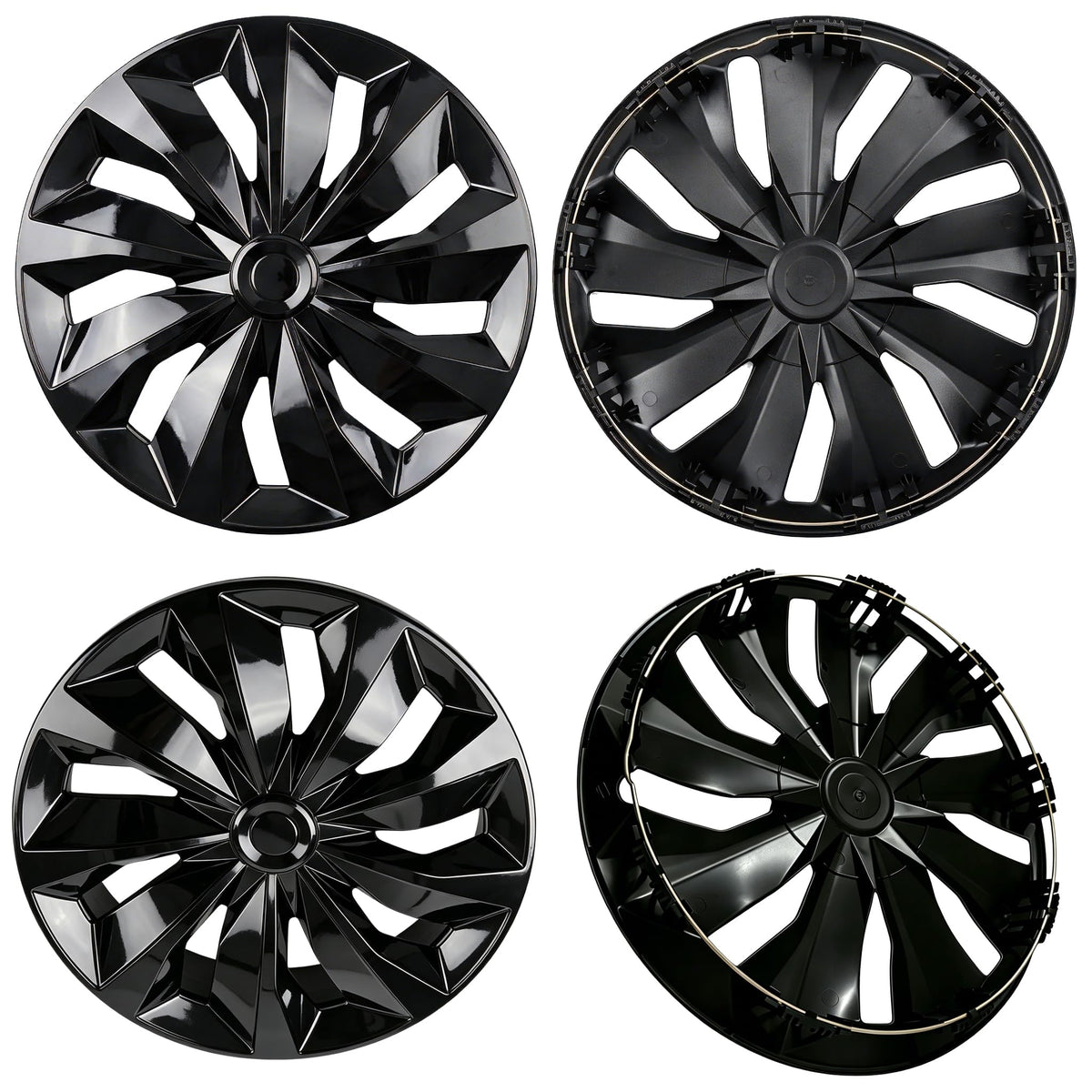Aiqiying front view of 16-inch hubcap showing glossy finish and design benefit