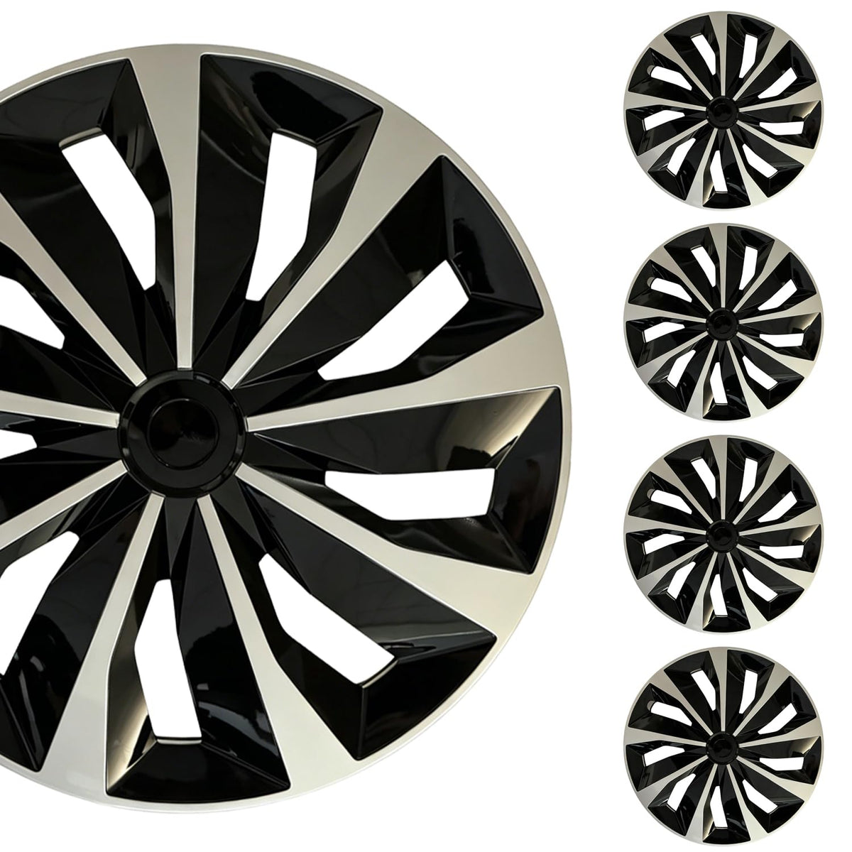 Aiqiying front view of packaged set showing four hubcaps and branding for quick replacement
