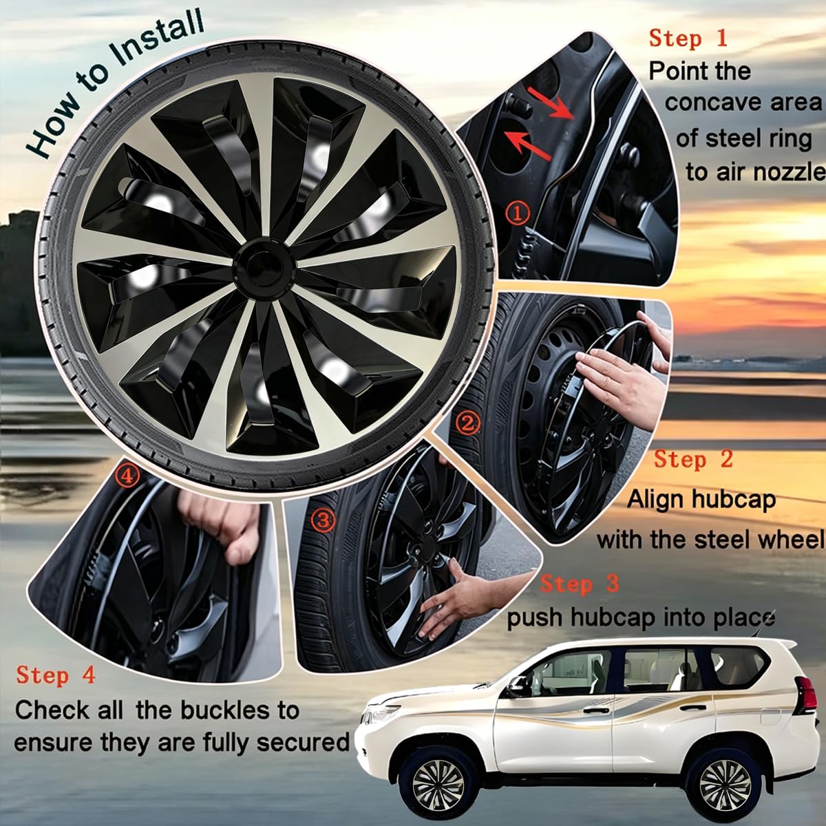 Aiqiying hubcap being rinsed with water illustrating easy cleaning benefit