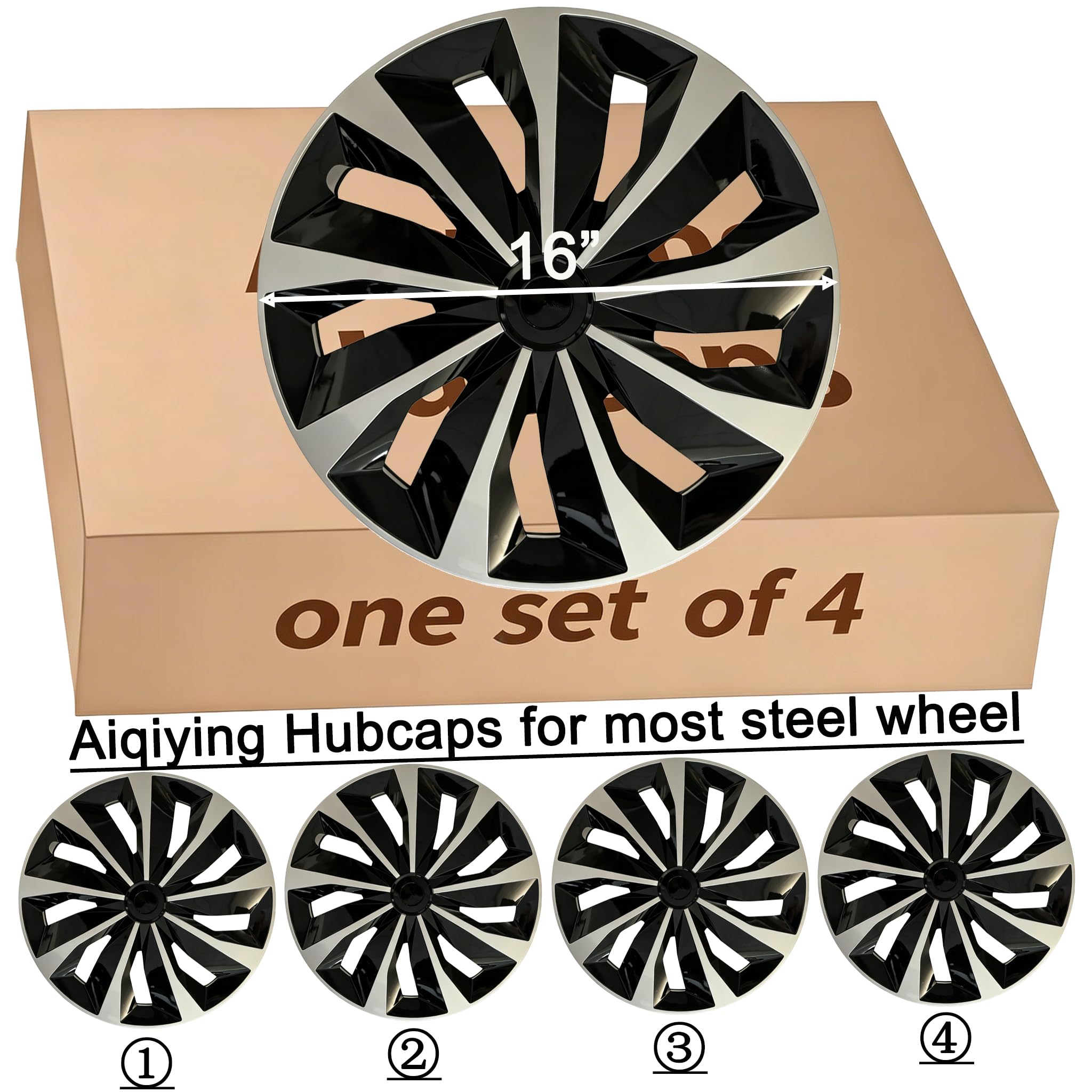 Aiqiying hubcap on a parked car in lifestyle scene highlighting improved appearance