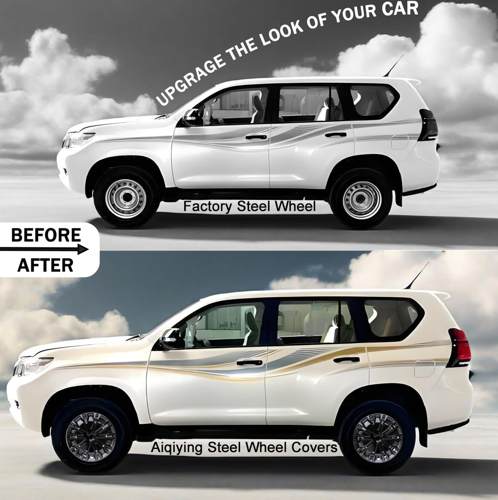 Aiqiying hand snapping hubcap onto rim illustrating tool-free install benefit