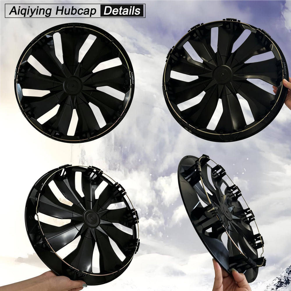 Aiqiying hubcaps installed on car showcasing upgraded curb appeal benefit