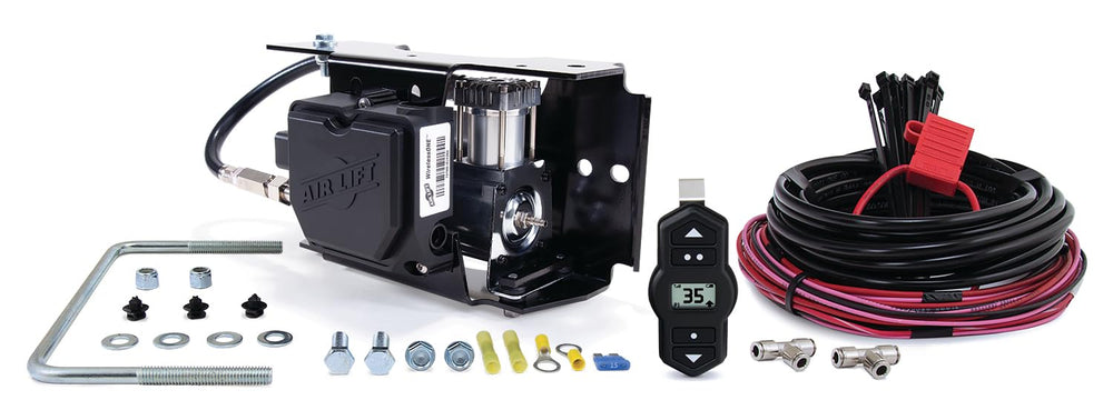 Air Lift front assembly showing compressor and manifold, durable integrated unit