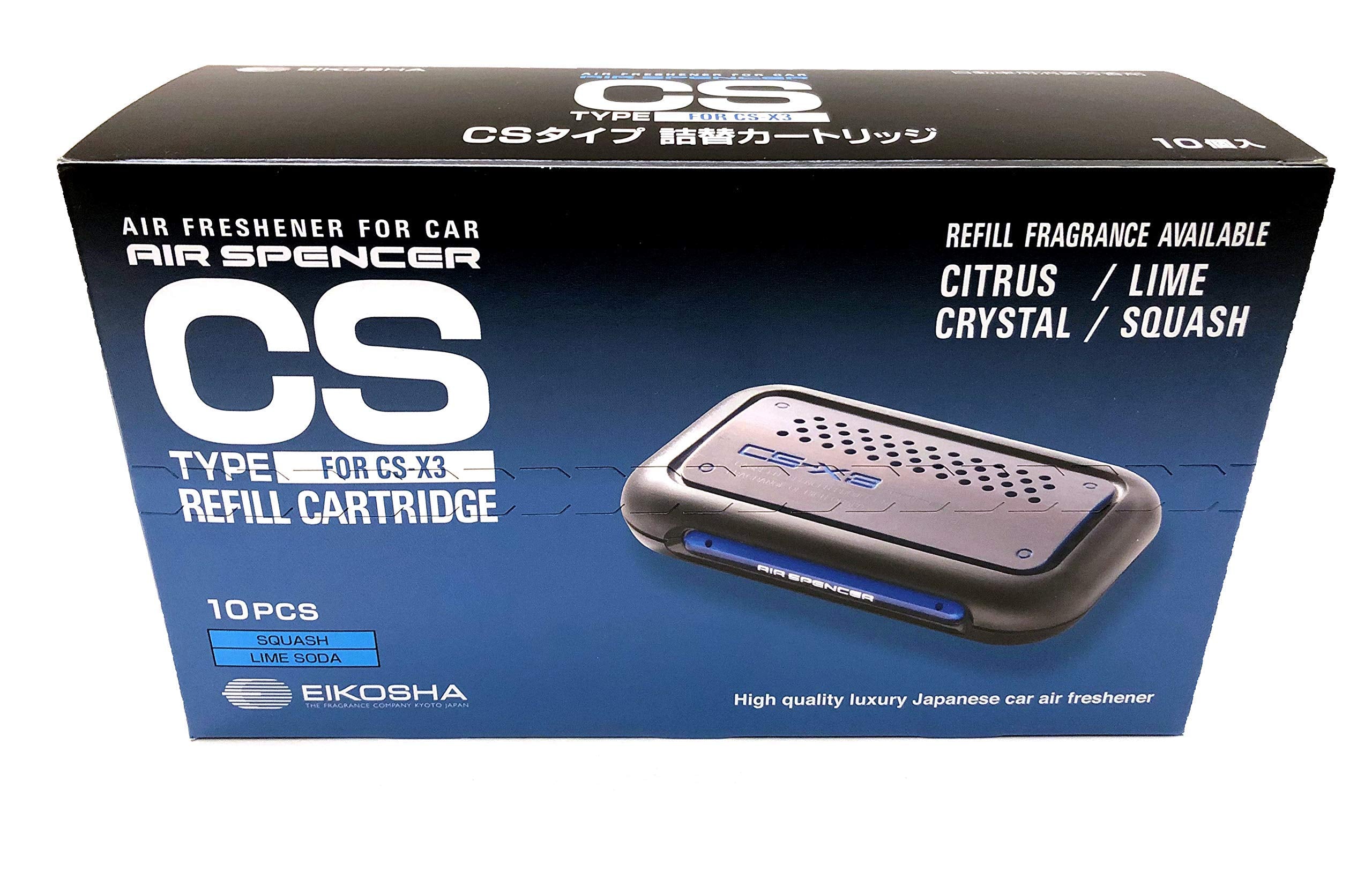 Air Spencer C10 pack front view showing ten squash refills and label benefit convenience