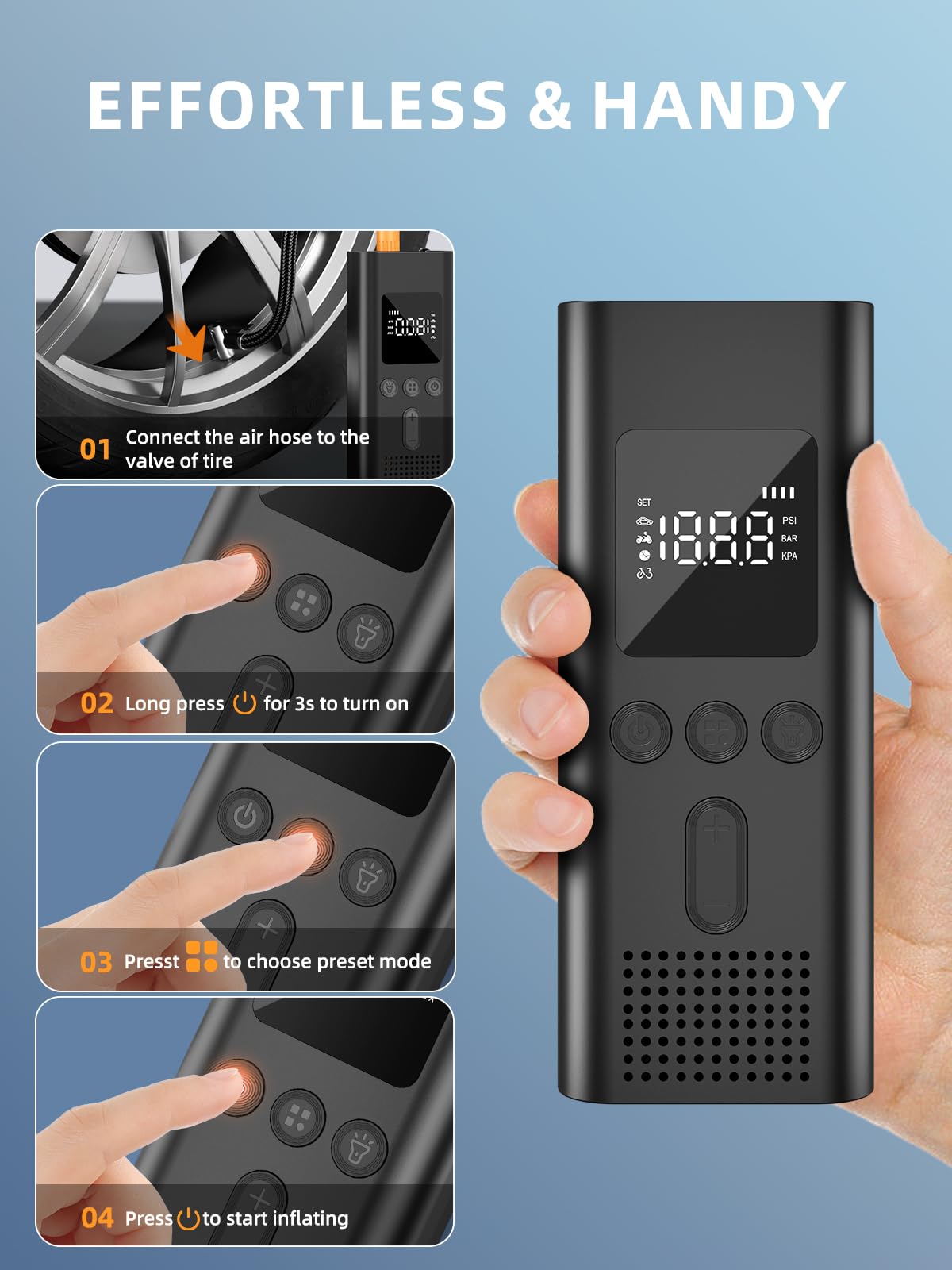 AIRSURE next to a water bottle showing scale and lightweight travel convenience