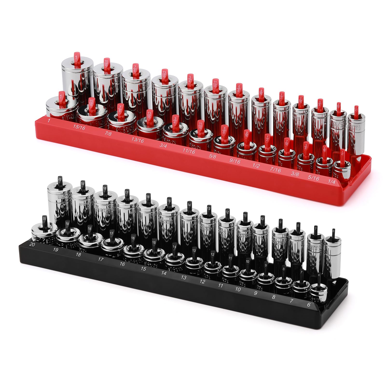 AIRTOON front view of two-color socket trays showing orderly storage benefit