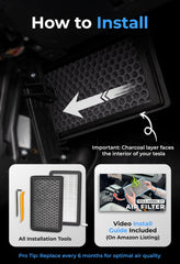 AIRVOLT cabin filter fitted into Tesla housing to ensure correct fit and airflow
