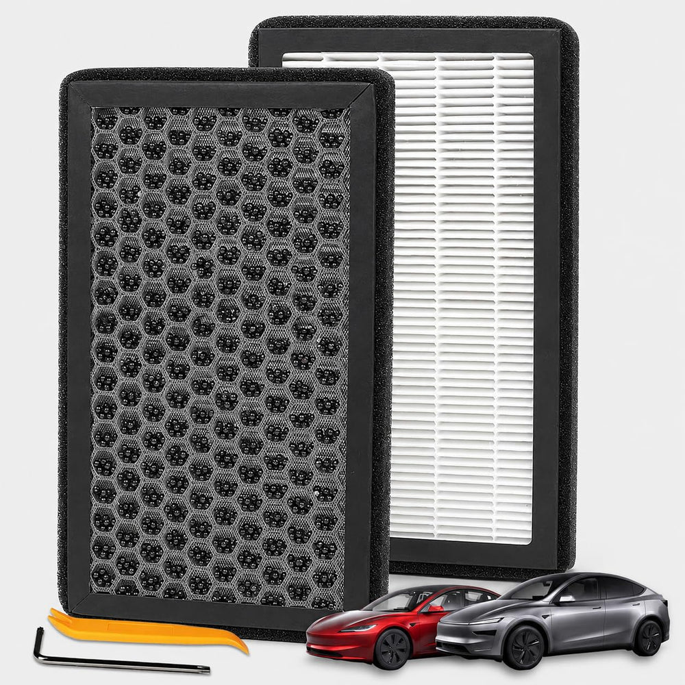 AIRVOLT front packaging for Tesla filter 2-pack showing compatibility and benefits