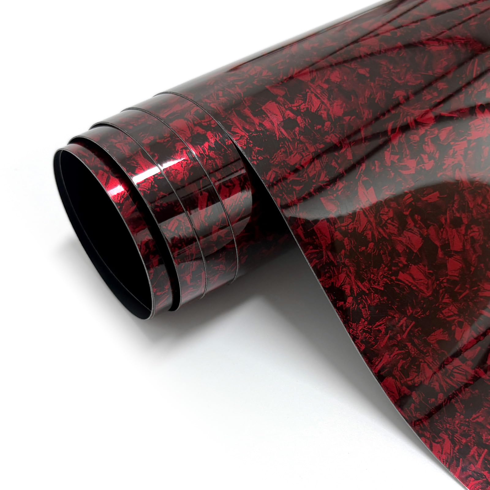Aisbarika front view of red forged carbon roll showing glossy finish and protection