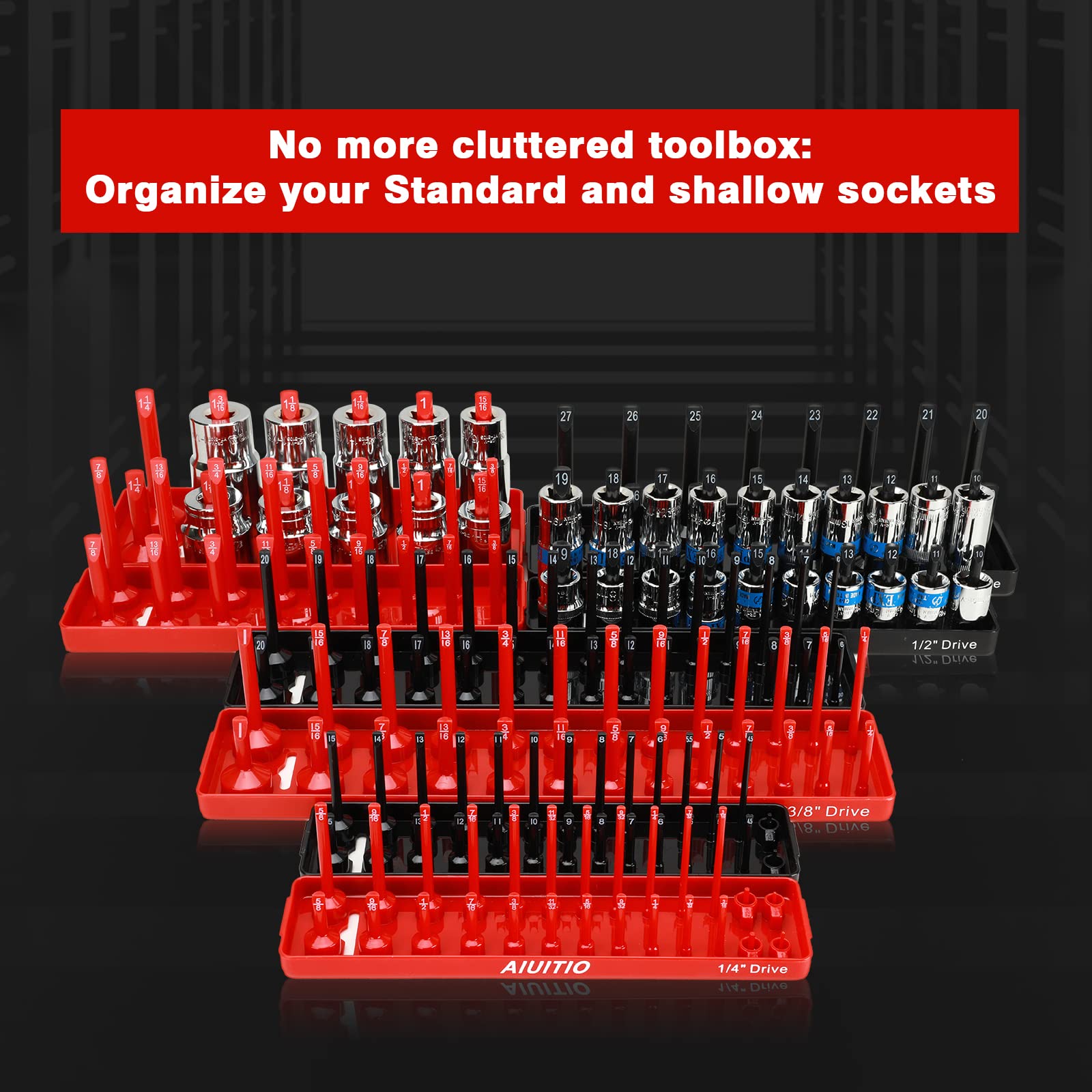 AIUITIO color-coded red SAE and black metric rails preventing size confusion