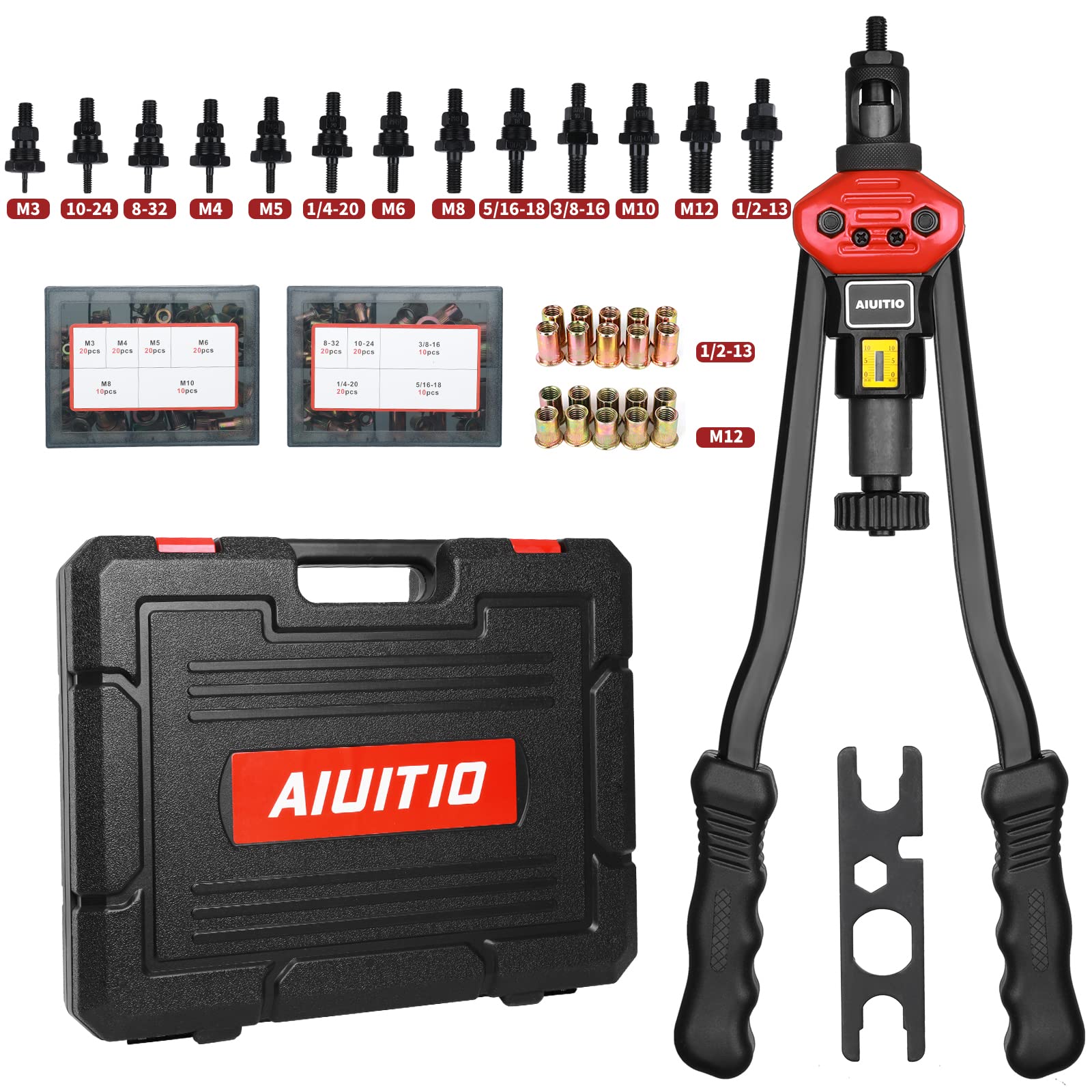 AIUITIO front view of tool and case showing portability and complete kit benefit