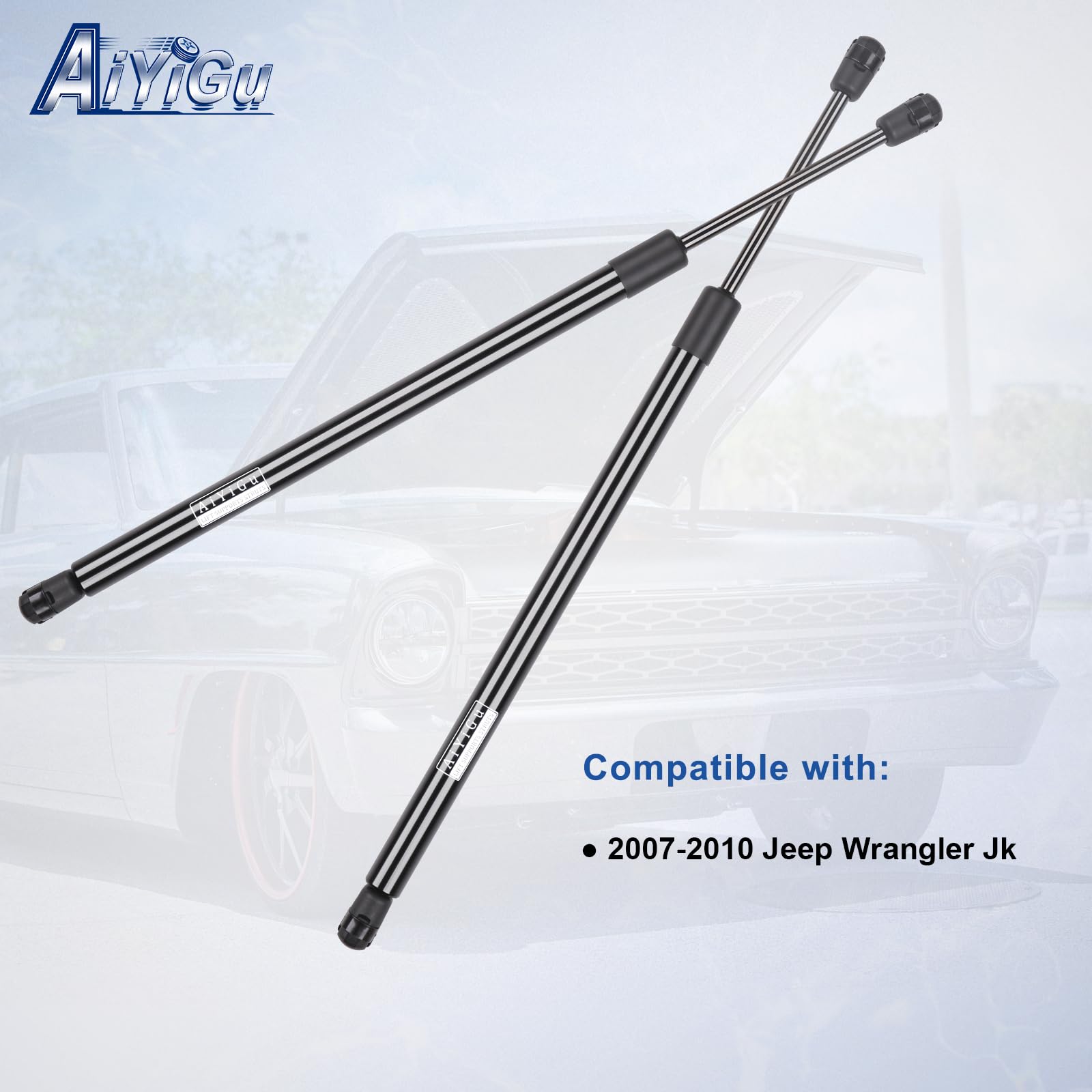 AiYiGu strut installed on Jeep Wrangler JK rear window demonstrating stable lift support